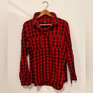 Madewell Buffalo Check red and black pull over shirt